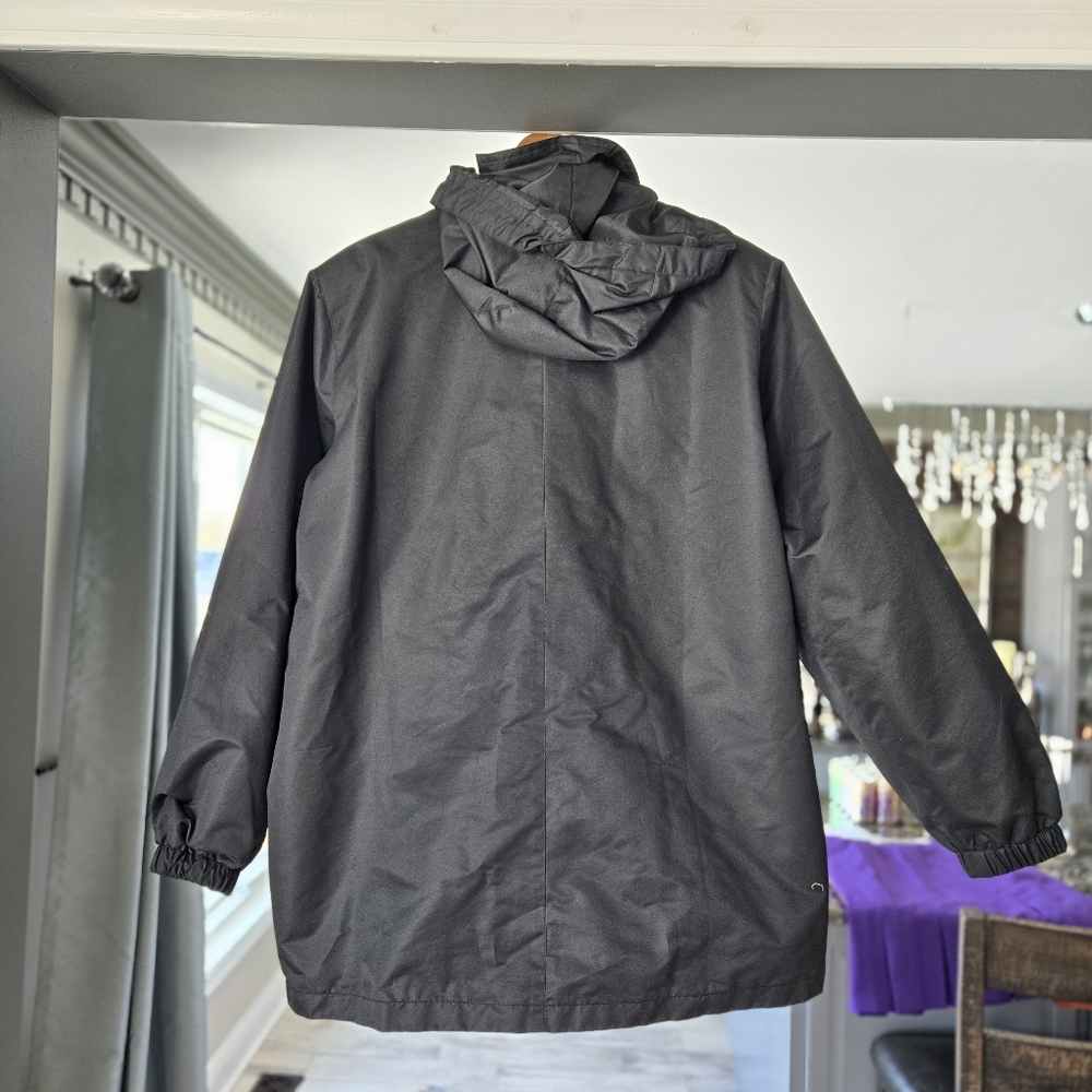 Women's Black Rain Windbreaker Jacket Lg - Picture 2 of 5